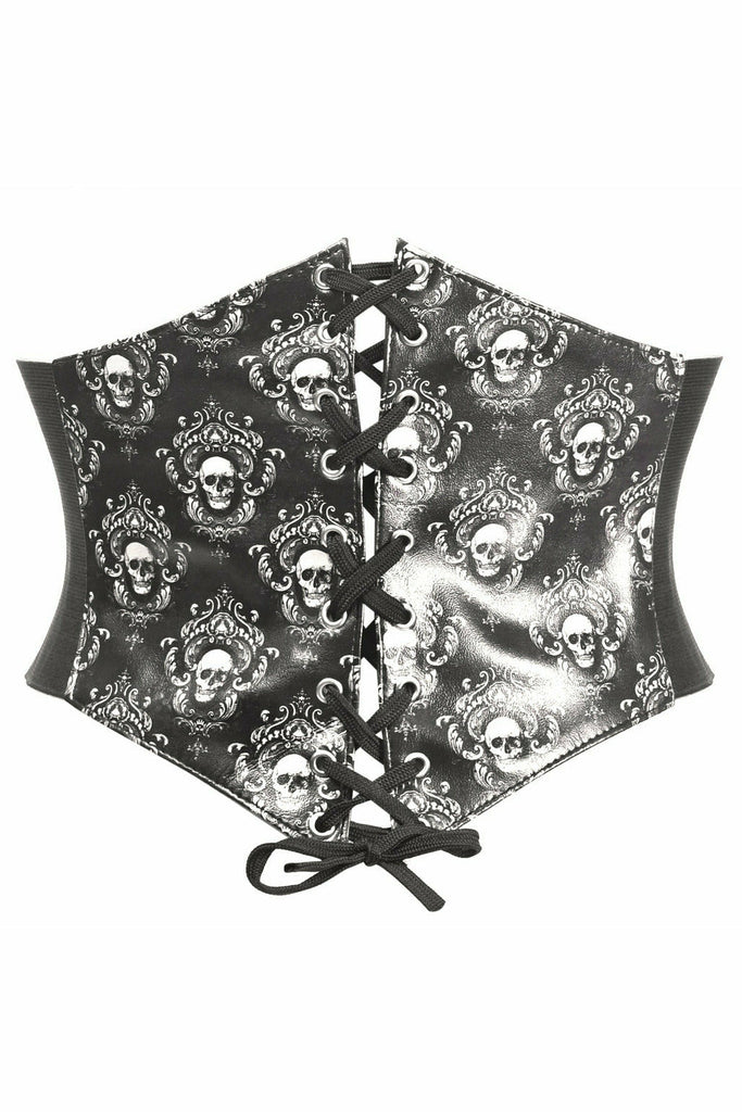Lavish White Skulls Gothic Lace-Up Corset Belt Cincher - Lust Charm 