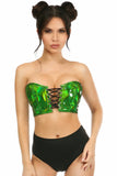 Lavish Green Holo Lace-Up Bustier Top - Lust Charm 