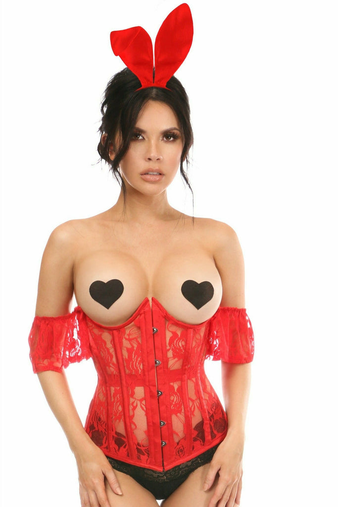 Lavish 3 PC Sexy Red Bunny Corset Costume - Lust Charm 