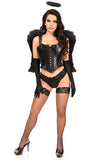 Lavish 4 PC Faux Leather Dark Angel Corset Costume - Lust Charm 