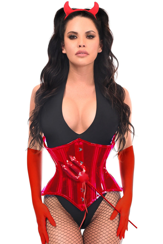 Lavish 4 PC Red Festival Devil Corset Costume - Lust Charm 
