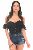 Lavish Black Lace Off-The-Shoulder Corset - Lust Charm 