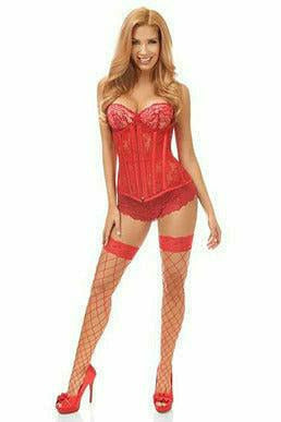 Lavish Red Sheer Lace Under Bust Corset - Daisy Corsets