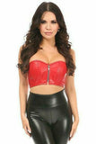 Lavish Red Faux Leather Short Bustier Top