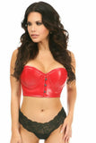 Lavish Red Faux Leather Underwire Short Bustier - Daisy Corsets