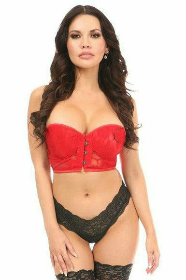 Lavish Red Lace Underwire Short Bustier - Daisy Corsets