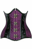 Top Drawer Plum Brocade & Faux Leather Steel Boned Under Bust Corset - Daisy Corsets