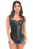 Top Drawer Black Faux Leather Steel Boned Overbust Corset - Lust Charm 