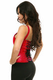 Top Drawer Red Satin Steel Boned Uniforming Corset w/Straps - Lust Charm 