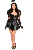 Top Drawer 4 PC Faux Leather Dark Angel Corset Dress Costume - Lust Charm 