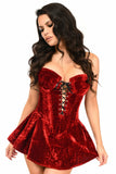Top Drawer Dark Red Velvet Steel Boned Corset Dress - Lust Charm 