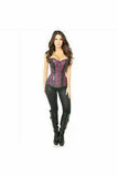 Top Drawer Plum Brocade & Faux Leather Steel Boned Corset - Daisy Corsets