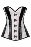 Top Drawer White Brocade & Faux Leather Steel Boned Corset - Lust Charm 