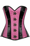 Top Drawer Pink Brocade & Faux Leather Steel Boned Corset - Daisy Corsets