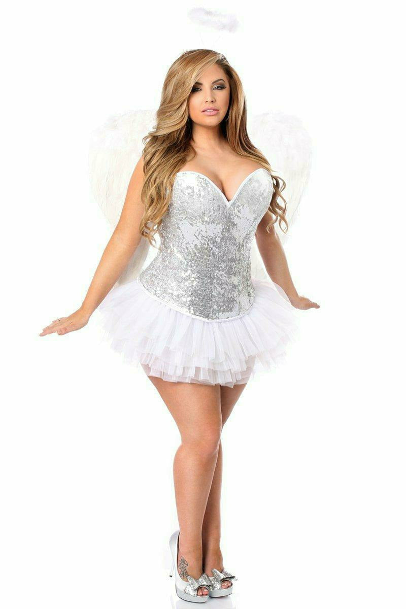 Top Drawer 4 PC Silver Sequin Angel Corset Costume - Daisy Corsets