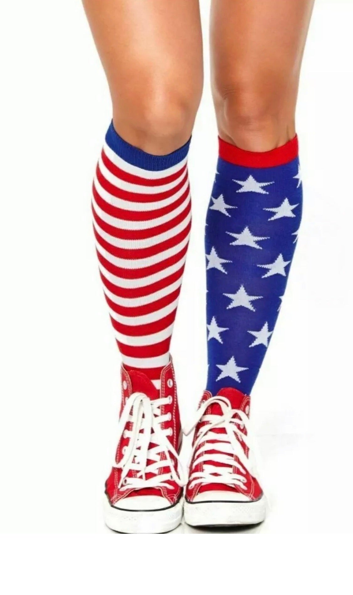 Stars & Stripes Knee High Socks - Lust Charm 