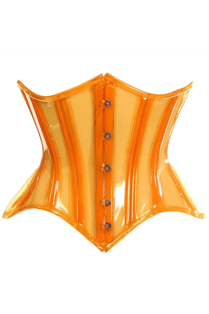 Orange Clear Curvy Underbust Waist Cincher Corset - Lust Charm 