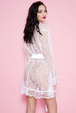 White Floral Lace Short Robe - Lust Charm 