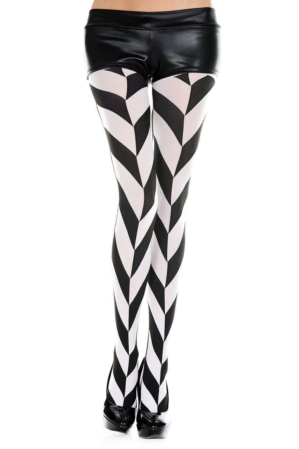 Black and white diagonal Tights - Lust Charm 