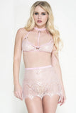Pink Lace Bra & Skirt Set