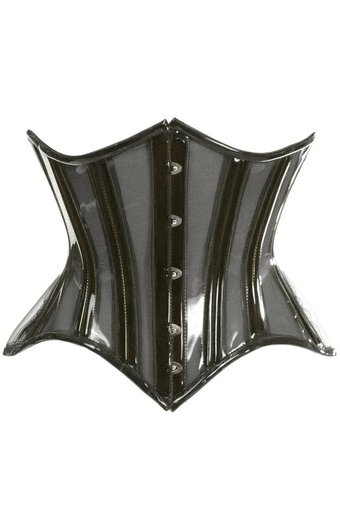 Black Clear Curvy Underbust Waist Cincher Corset - Lust Charm 