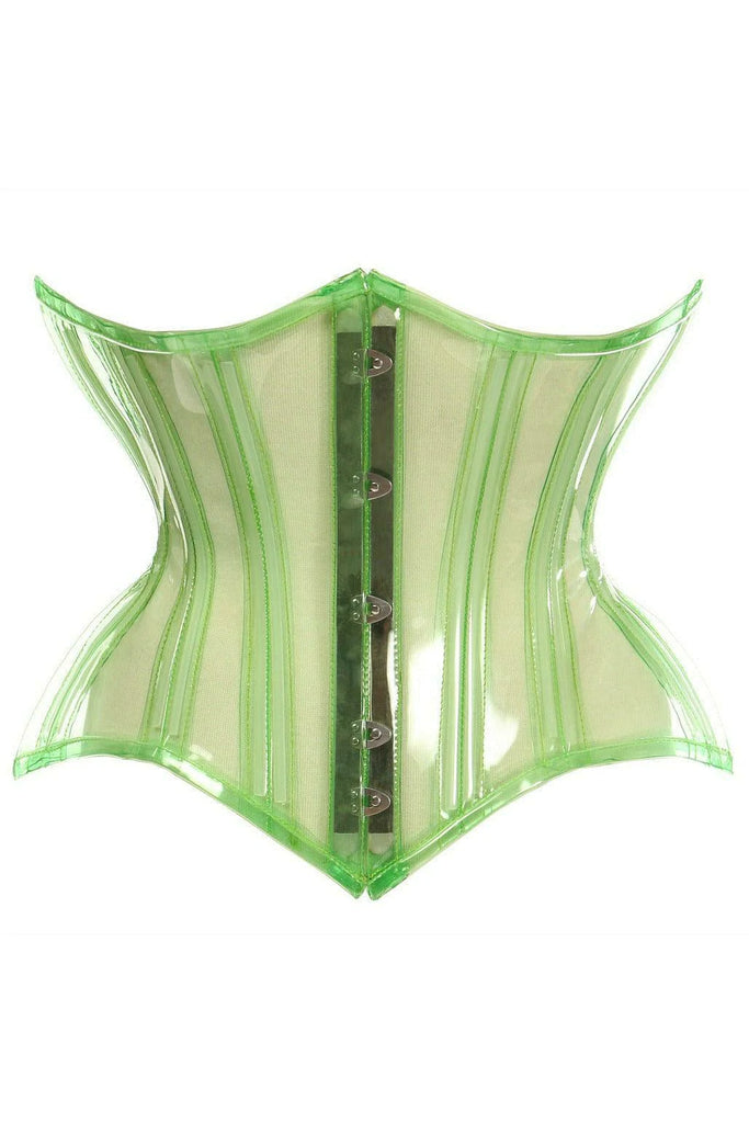 Green Clear Curvy Underbust Waist Cincher Corset - Lust Charm 