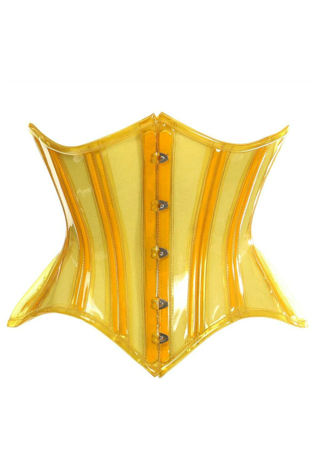 Yellow Clear Curvy Underbust Waist Cincher Corset - Lust Charm 