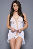 White Peek-a-boo lace and mesh babydoll - Lust Charm 