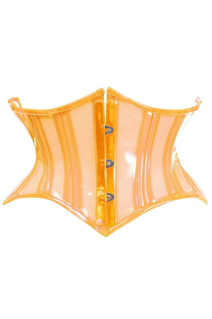 Clear Orange Curvy Cut Mini Cincher Corset - Lust Charm 