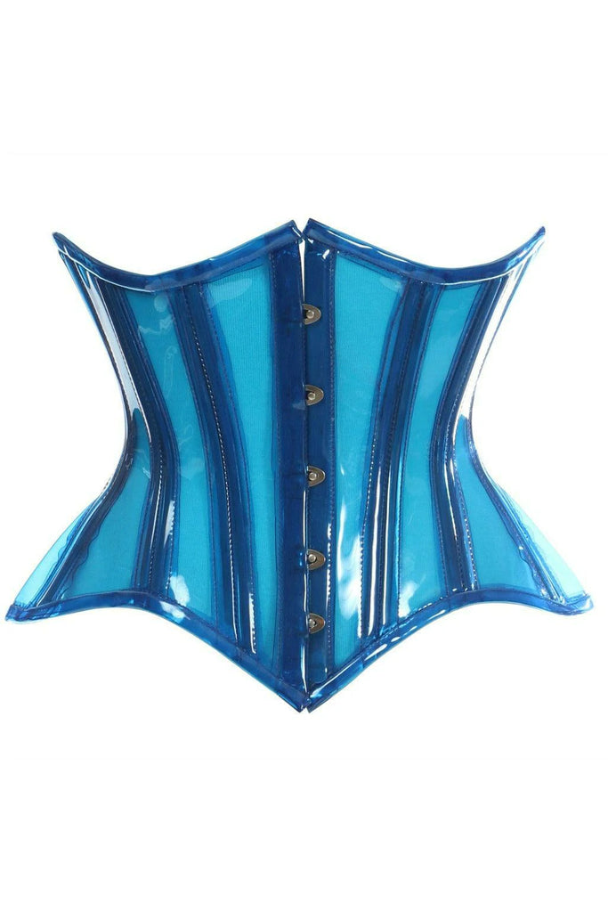 Blue Clear Curvy Underbust Waist Cincher Corset - Lust Charm 