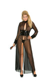 Elegant Moments Mesh And Vinyl Long Sleeve Gown With Adjustable Hook And Eye Back Closure, Matching G-string Included